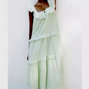 Zara Mint Green Embroidery Eyelet Dress,  Size M, NWOT